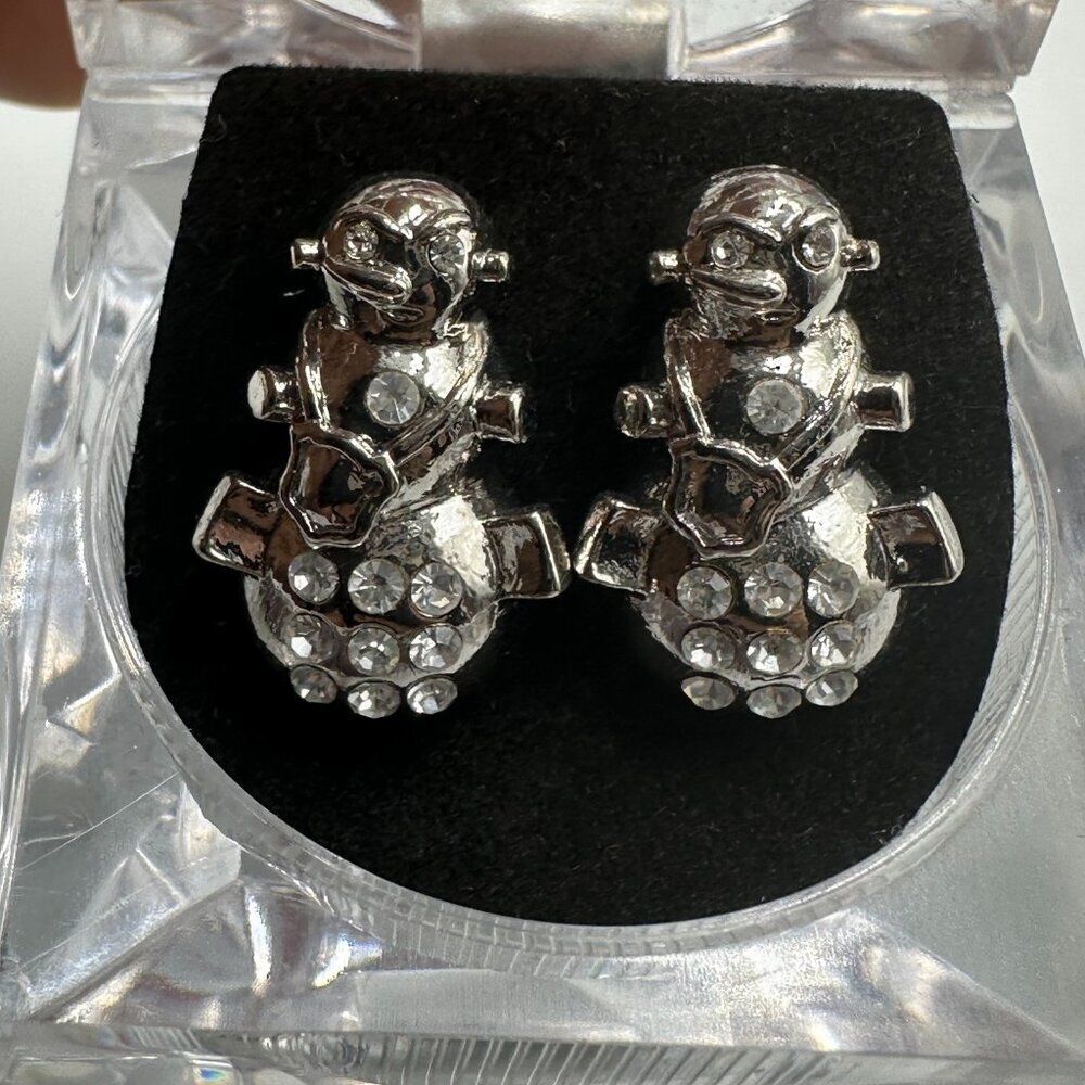 3/$30 Snowman Stud Earrings Men Silver Tone Rhinestone Iced Hip Hop Streetwear